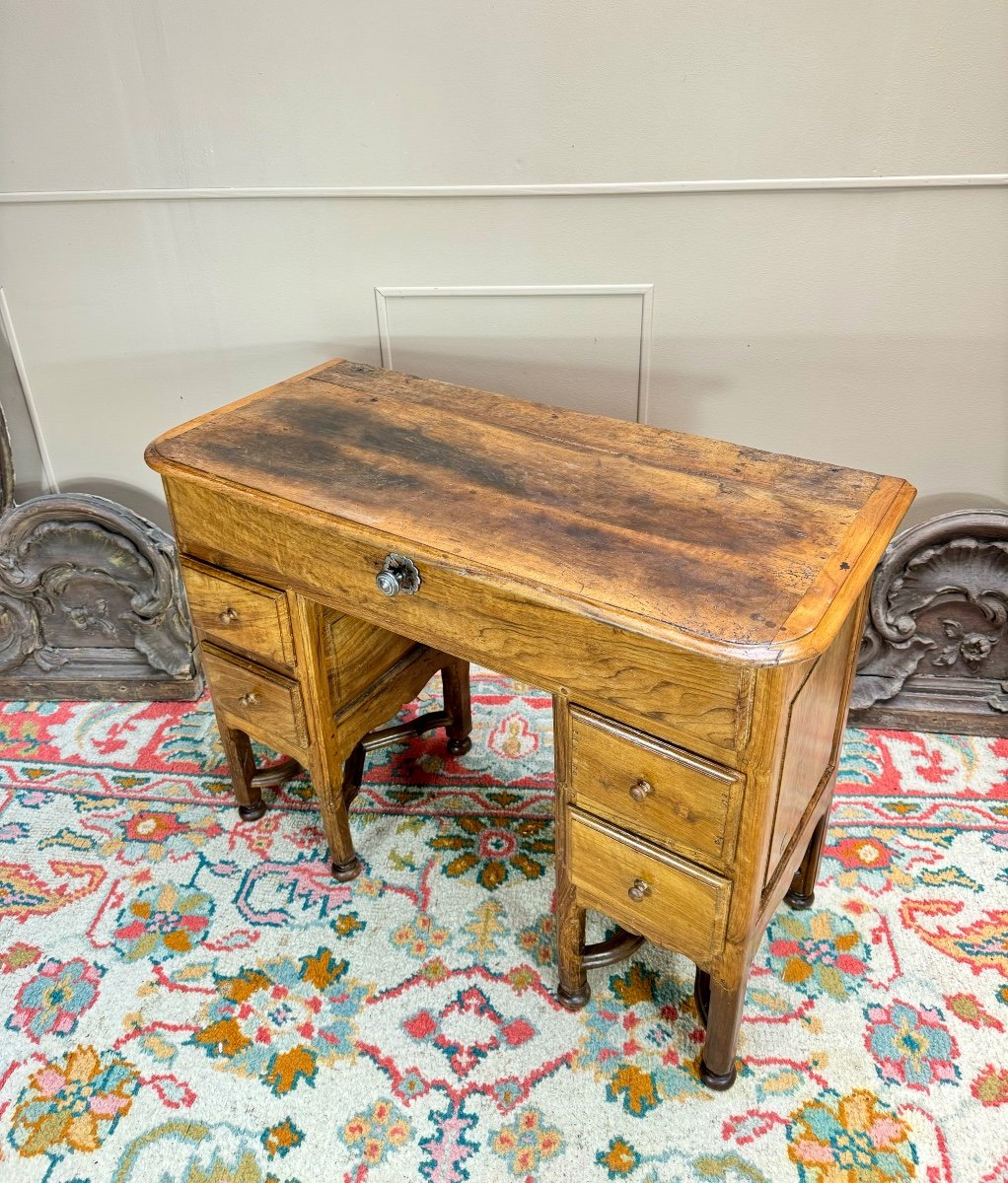 Mazarin Desk In Walnut And Oak From The Louis XIV Period, 18th Century -photo-3