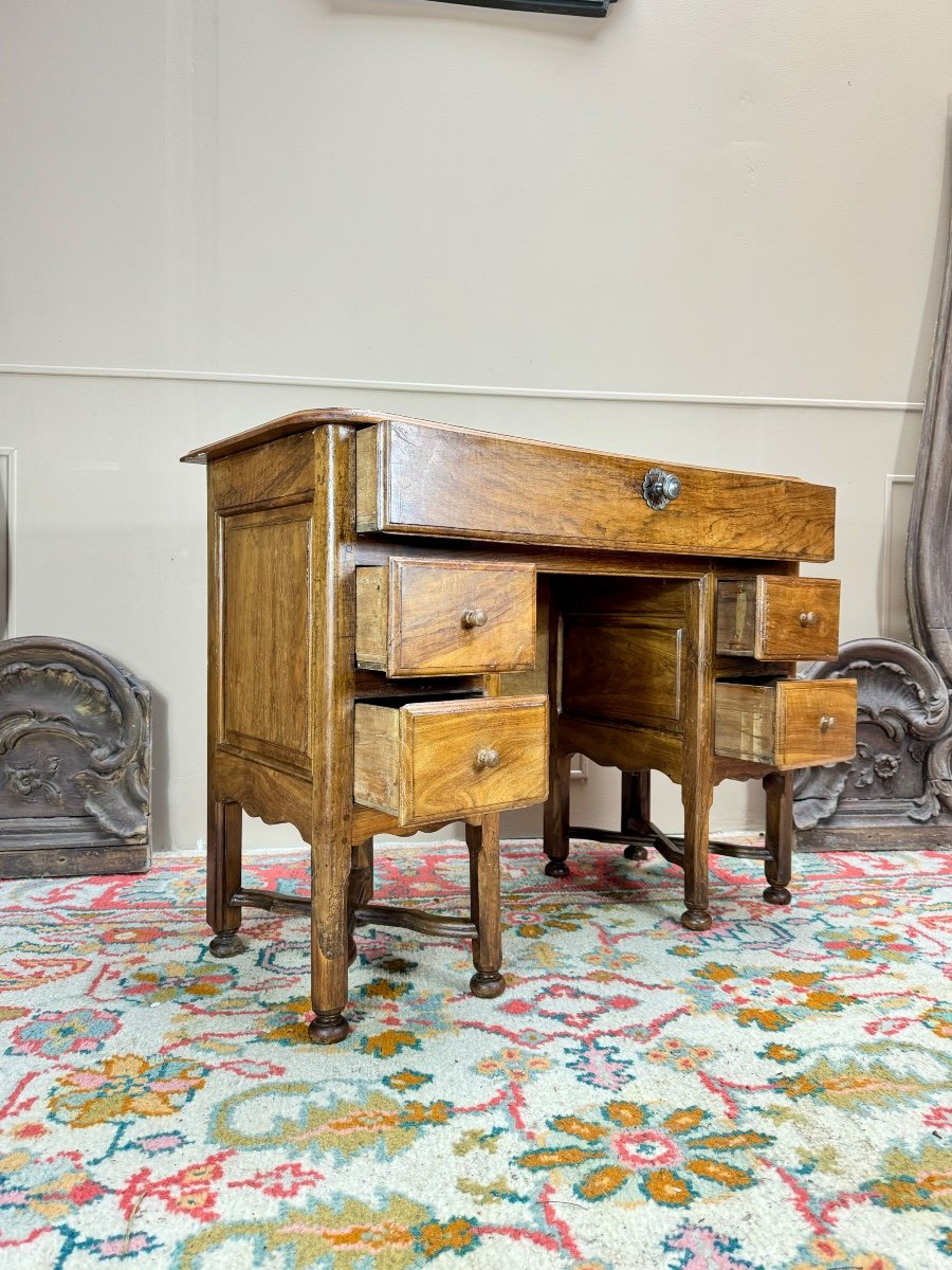 Mazarin Desk In Walnut And Oak From The Louis XIV Period, 18th Century -photo-4