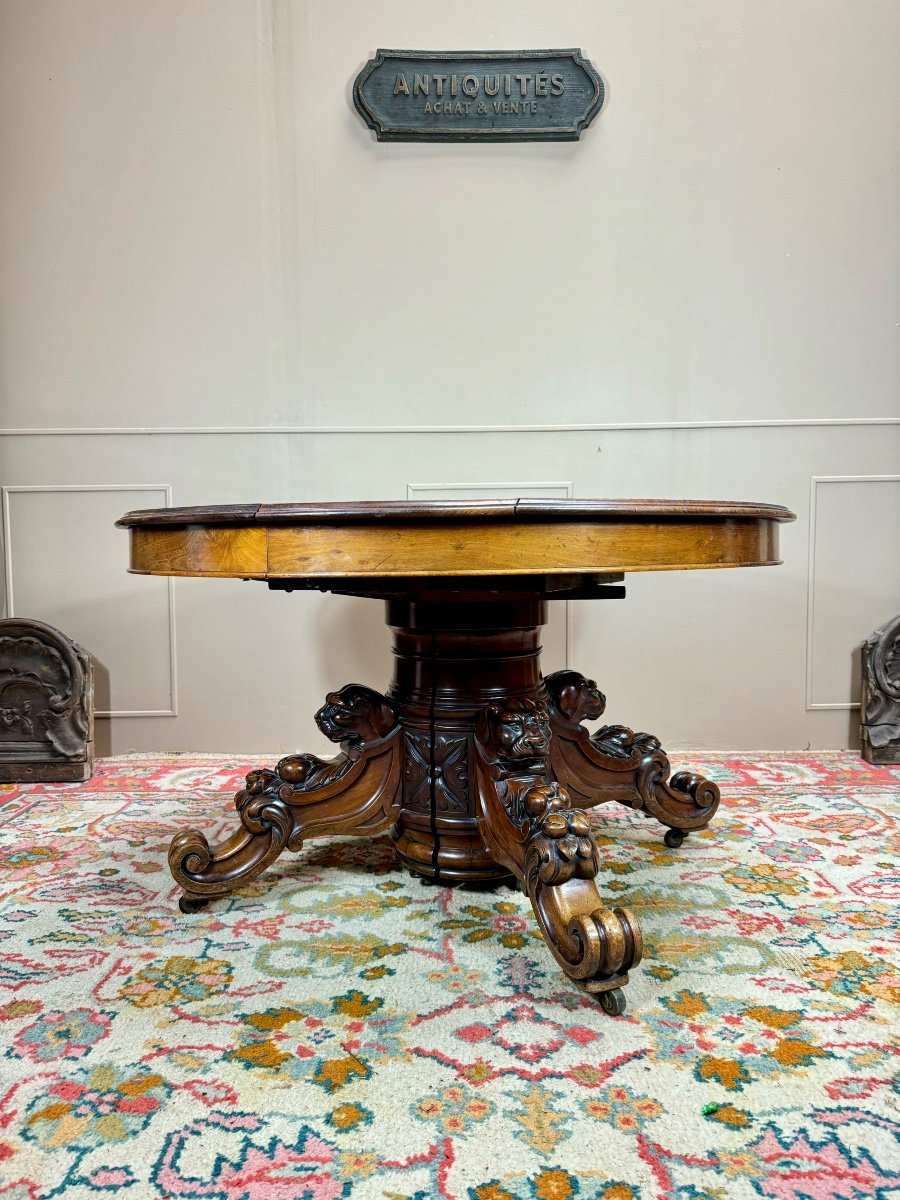 Grande Table De Salle à Manger en acajou D’époque Napoléon III XIX Eme Siècle 