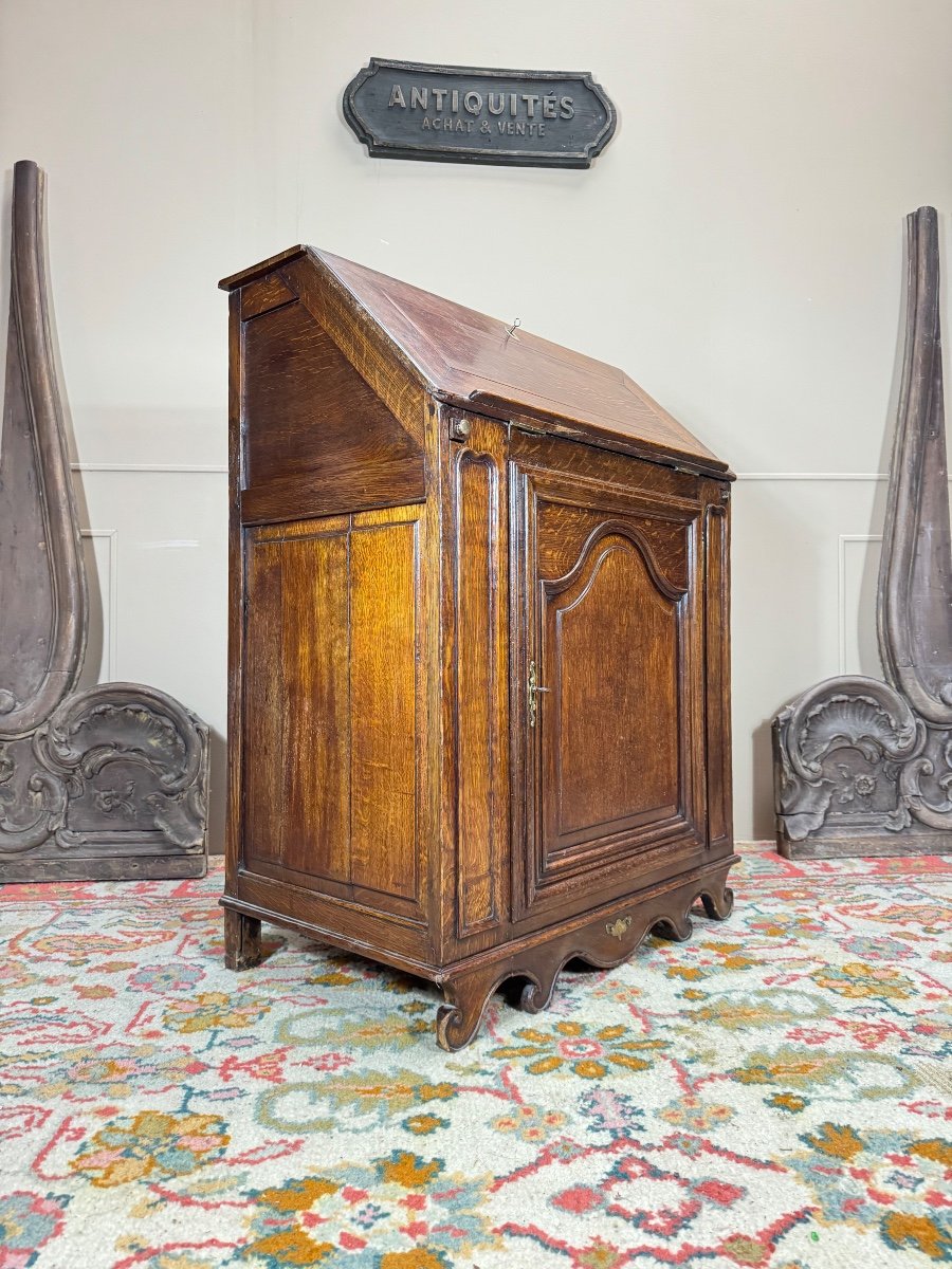 Bureau De Pente En Chêne D’époque Louis XIV XVIII Eme Siècle -photo-4