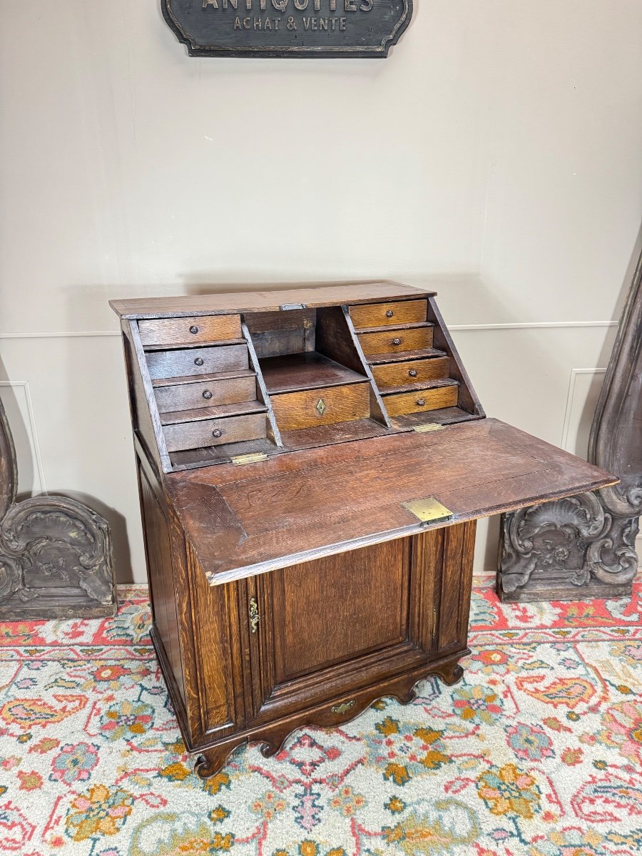 Bureau De Pente En Chêne D’époque Louis XIV XVIII Eme Siècle -photo-1