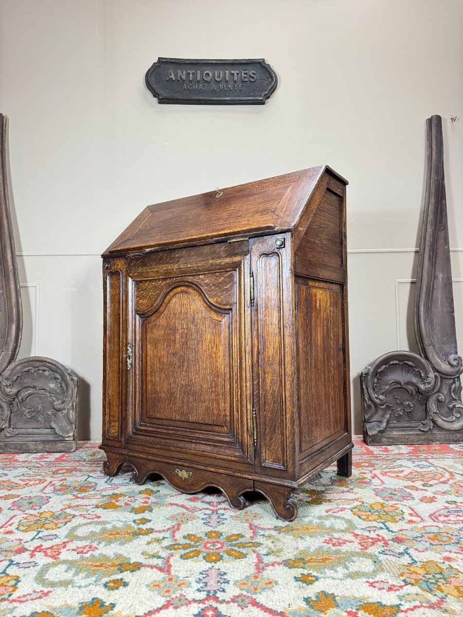 Bureau De Pente En Chêne D’époque Louis XIV XVIII Eme Siècle -photo-4