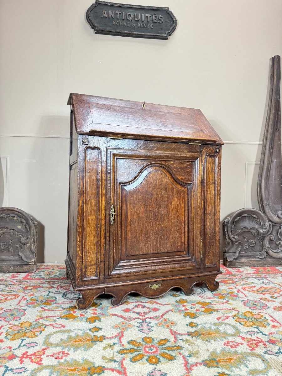 Bureau De Pente En Chêne D’époque Louis XIV XVIII Eme Siècle 