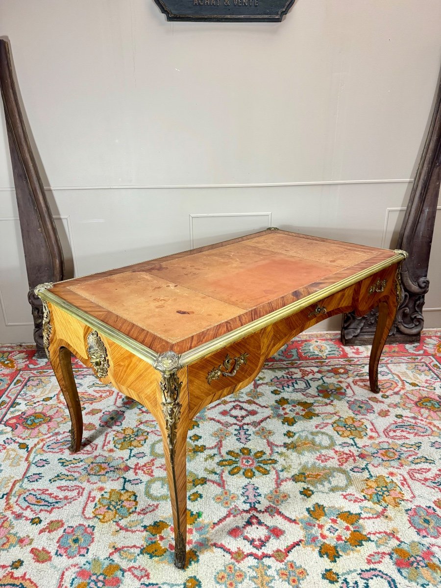 Louis XV Style Marquetry Flat Desk -photo-4