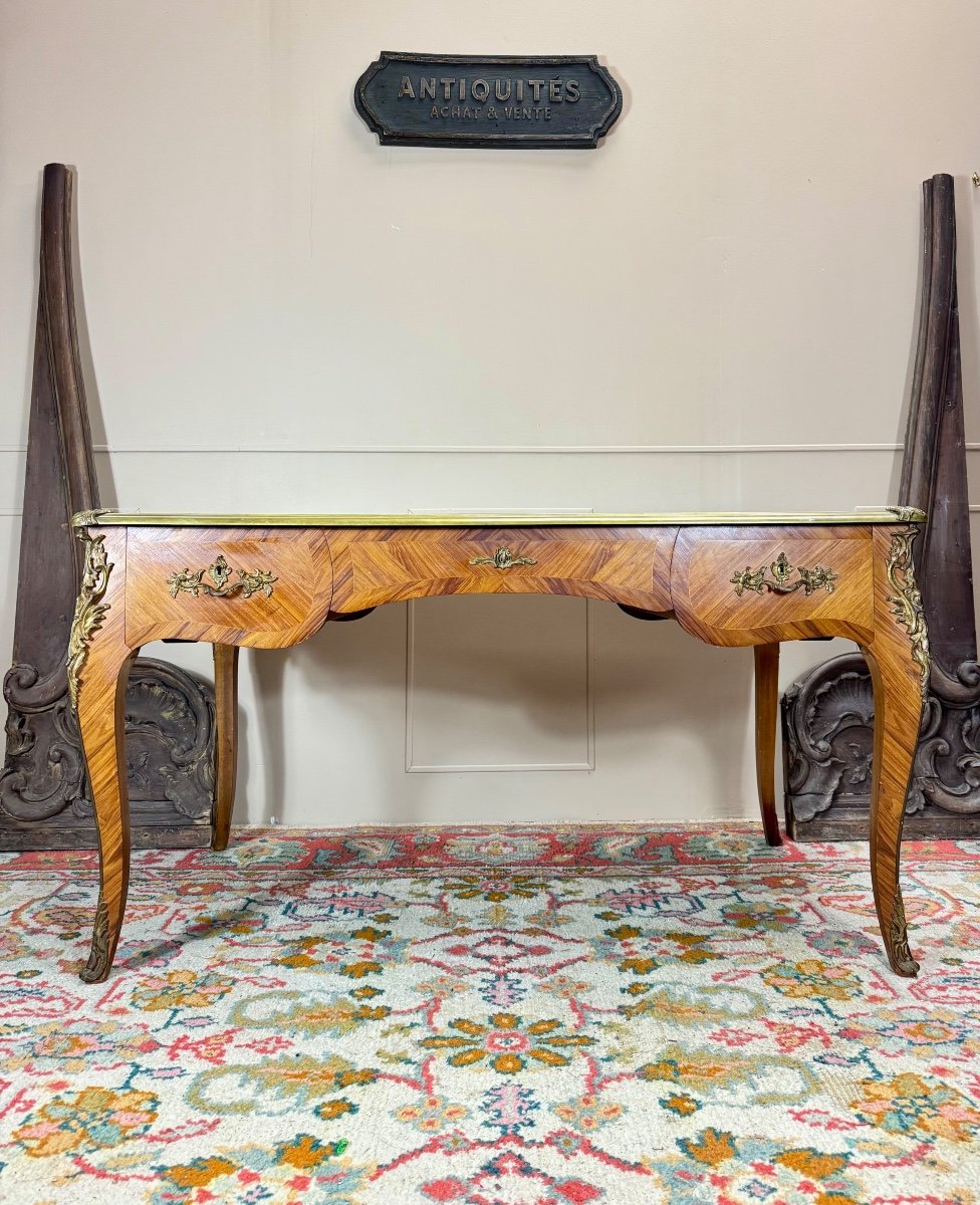 Louis XV Style Marquetry Flat Desk -photo-2