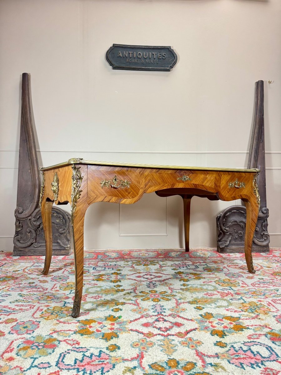 Louis XV Style Marquetry Flat Desk 