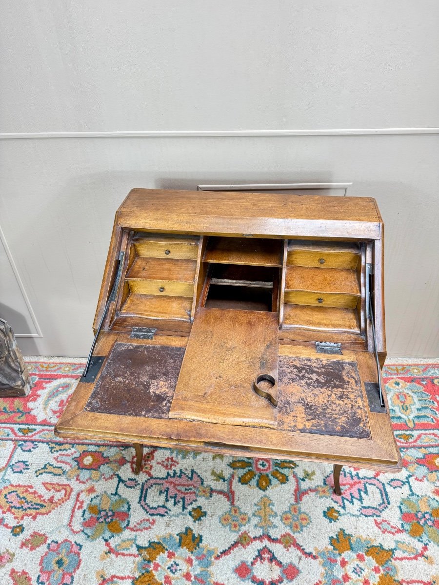 Bureau De Pente En Noyer D’époque Louis XV XVIII Eme Siècle -photo-6