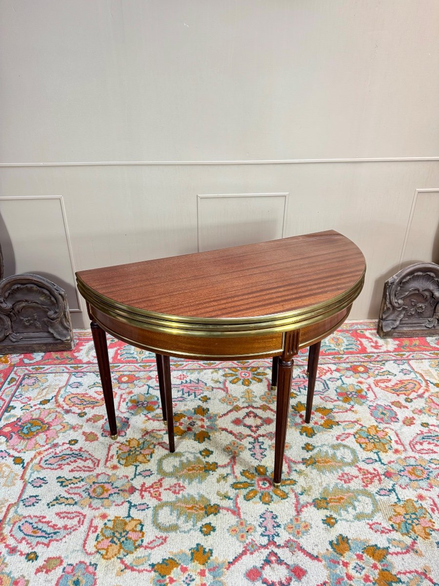 Louis XVI Style Mahogany Half Moon Table, 19th Century 