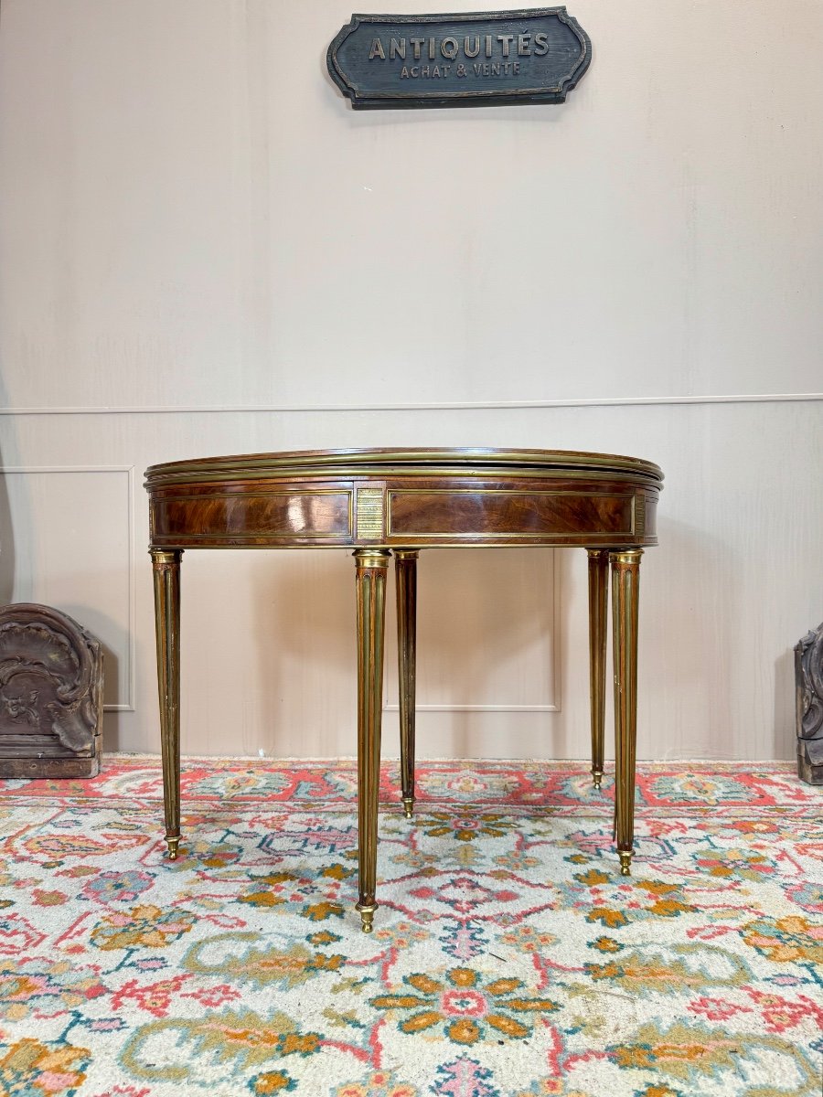 Molitor Bernard Louis XVI Period Mahogany Half Moon Table Stamped 18th Century -photo-2