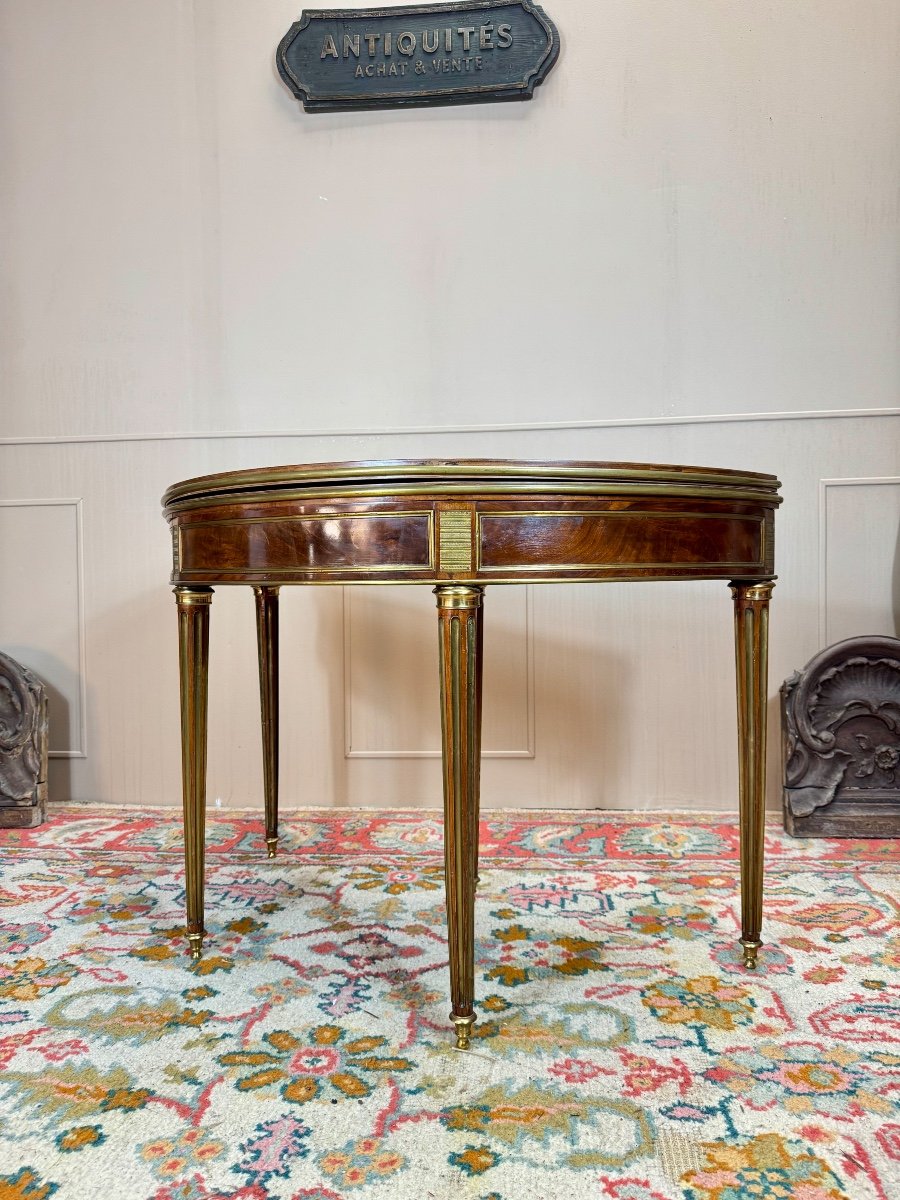 Molitor Bernard Louis XVI Period Mahogany Half Moon Table Stamped 18th Century -photo-4