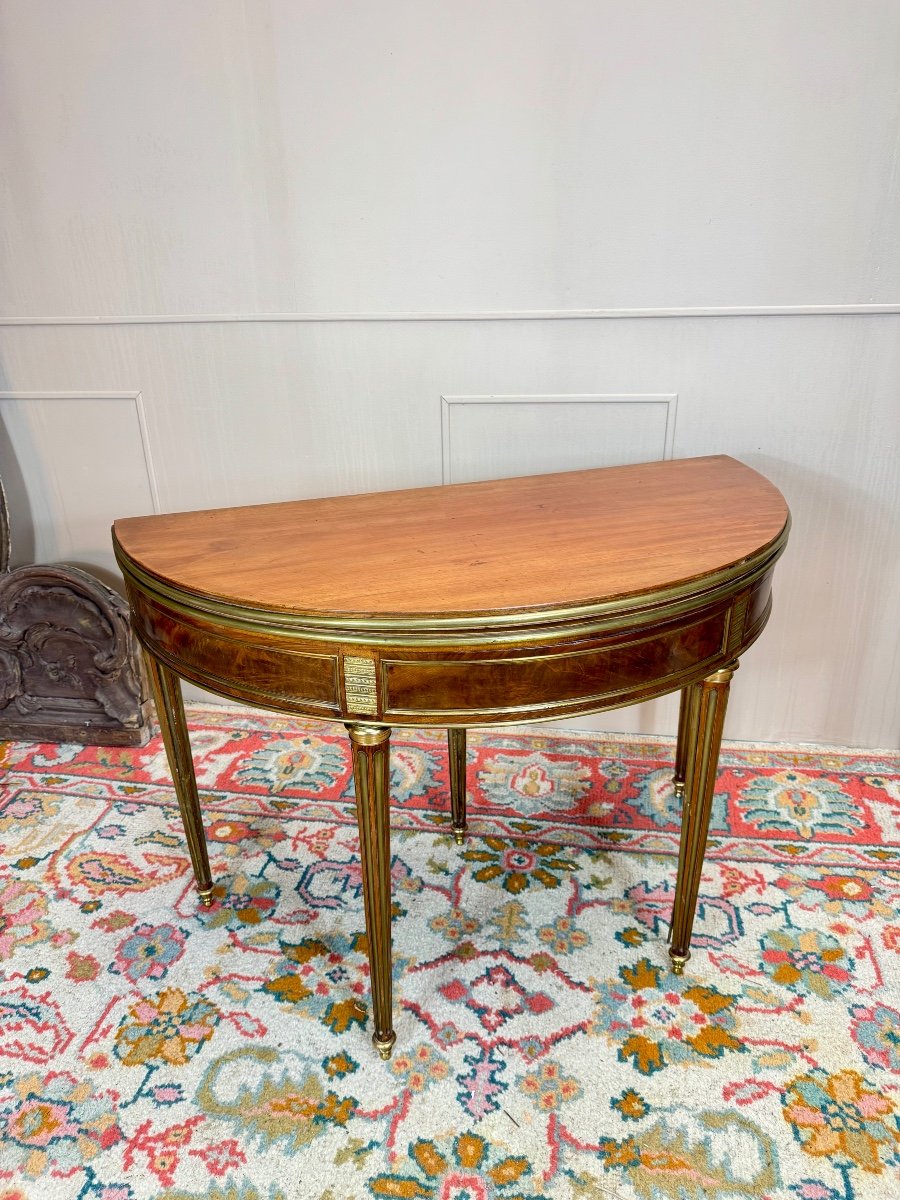 Molitor Bernard Louis XVI Period Mahogany Half Moon Table Stamped 18th Century -photo-1