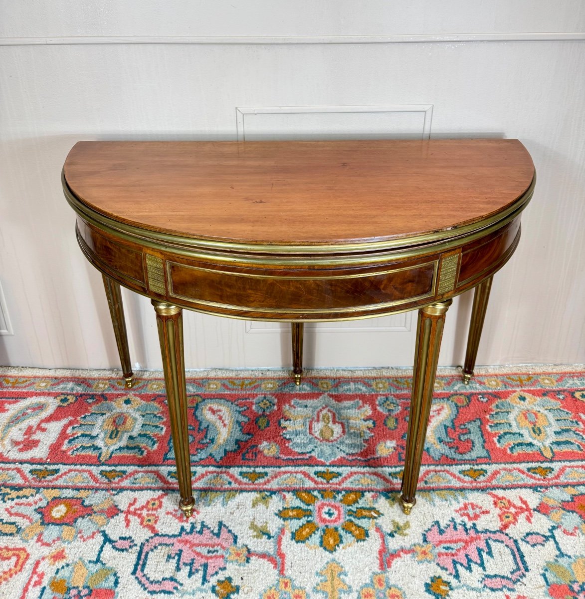 Molitor Bernard Louis XVI Period Mahogany Half Moon Table Stamped 18th Century -photo-4