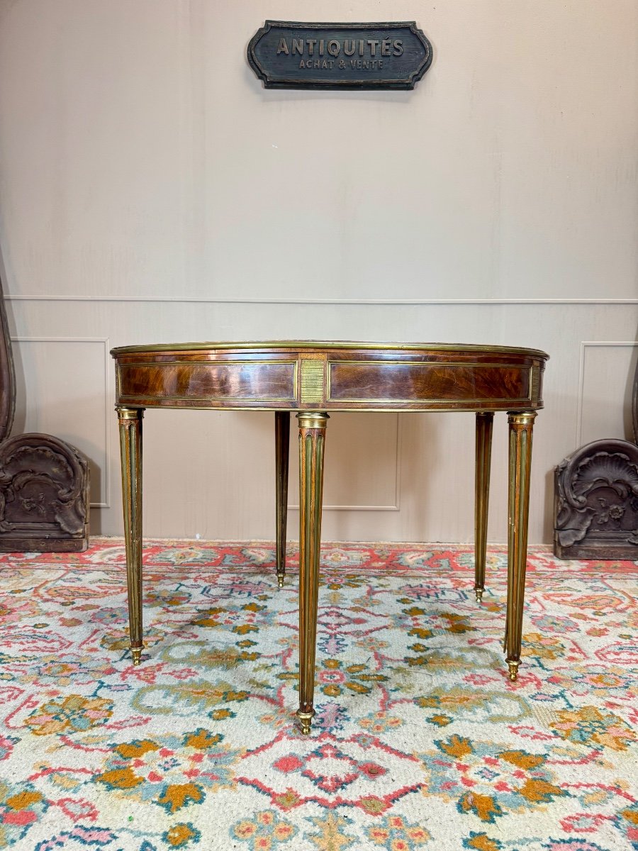 Molitor Bernard Louis XVI Period Mahogany Half Moon Table Stamped 18th Century -photo-5