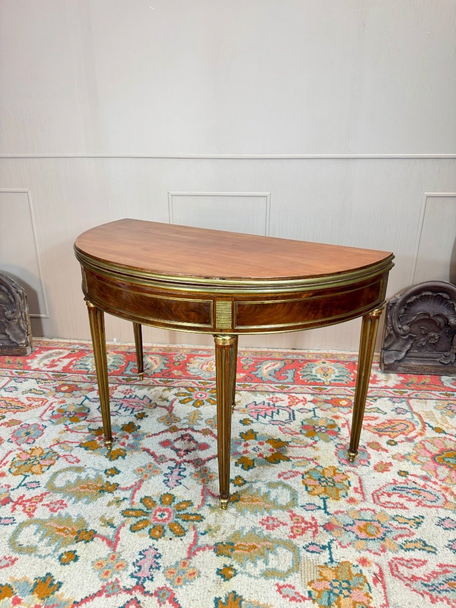 Molitor Bernard Louis XVI Period Mahogany Half Moon Table Stamped 18th Century 