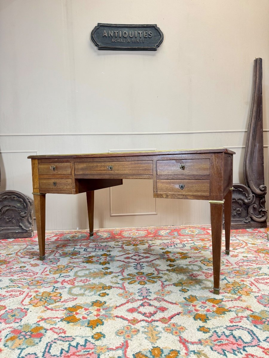 Louis XVI Style Mahogany Double-sided Desk, 19th Century -photo-1