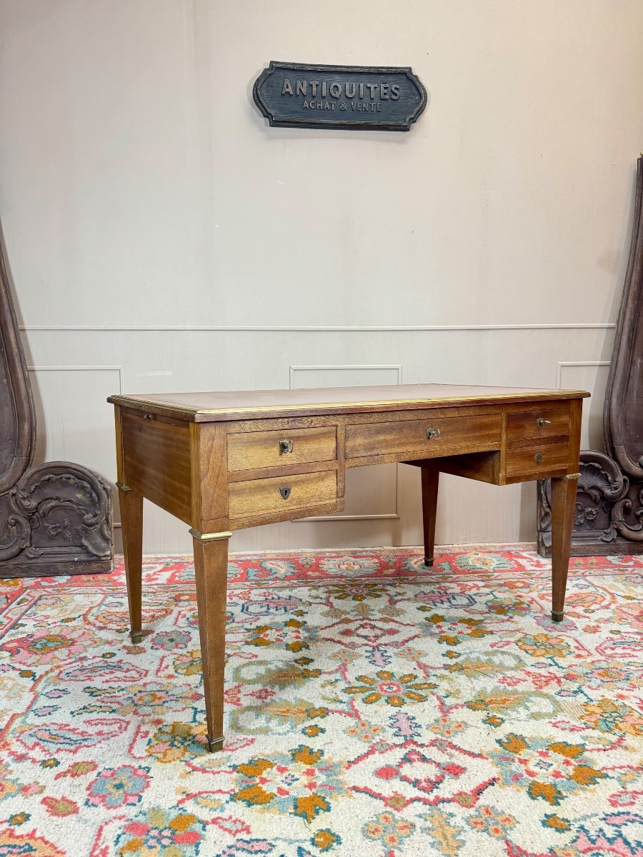 Louis XVI Style Mahogany Double-sided Desk, 19th Century 