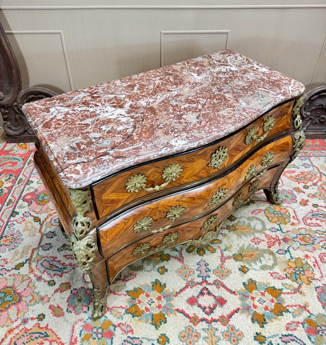 Tomb Chest Of Drawers In Marquetry From The Regency Period, 18th Century -photo-4