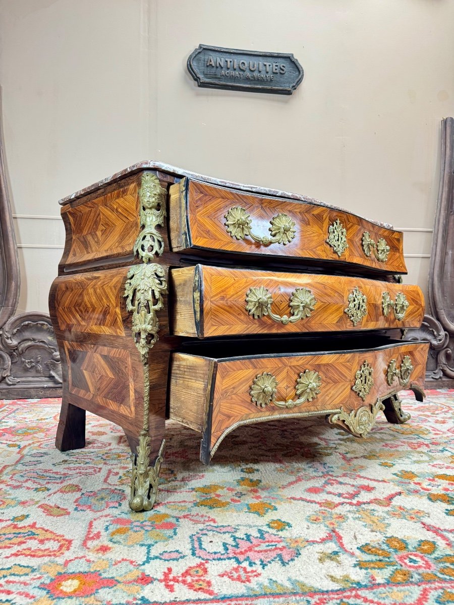 Tomb Chest Of Drawers In Marquetry From The Regency Period, 18th Century -photo-2