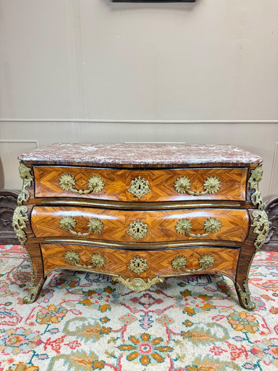 Commode tombeau En Marqueterie D’époque Régence XVIII Eme Siècle -photo-5