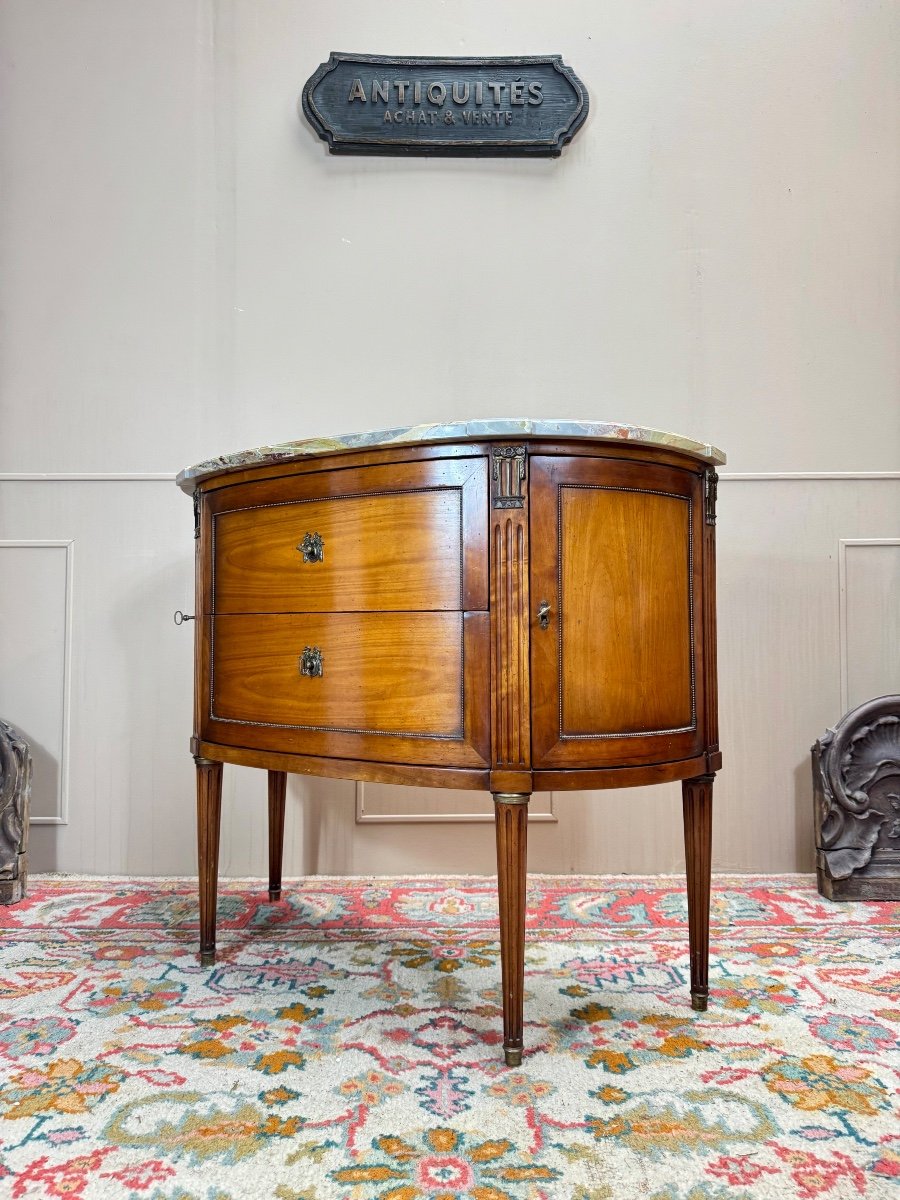 Louis XVI Style Mahogany Half Moon Chest Of Drawers Stamped Mailfert-photo-2