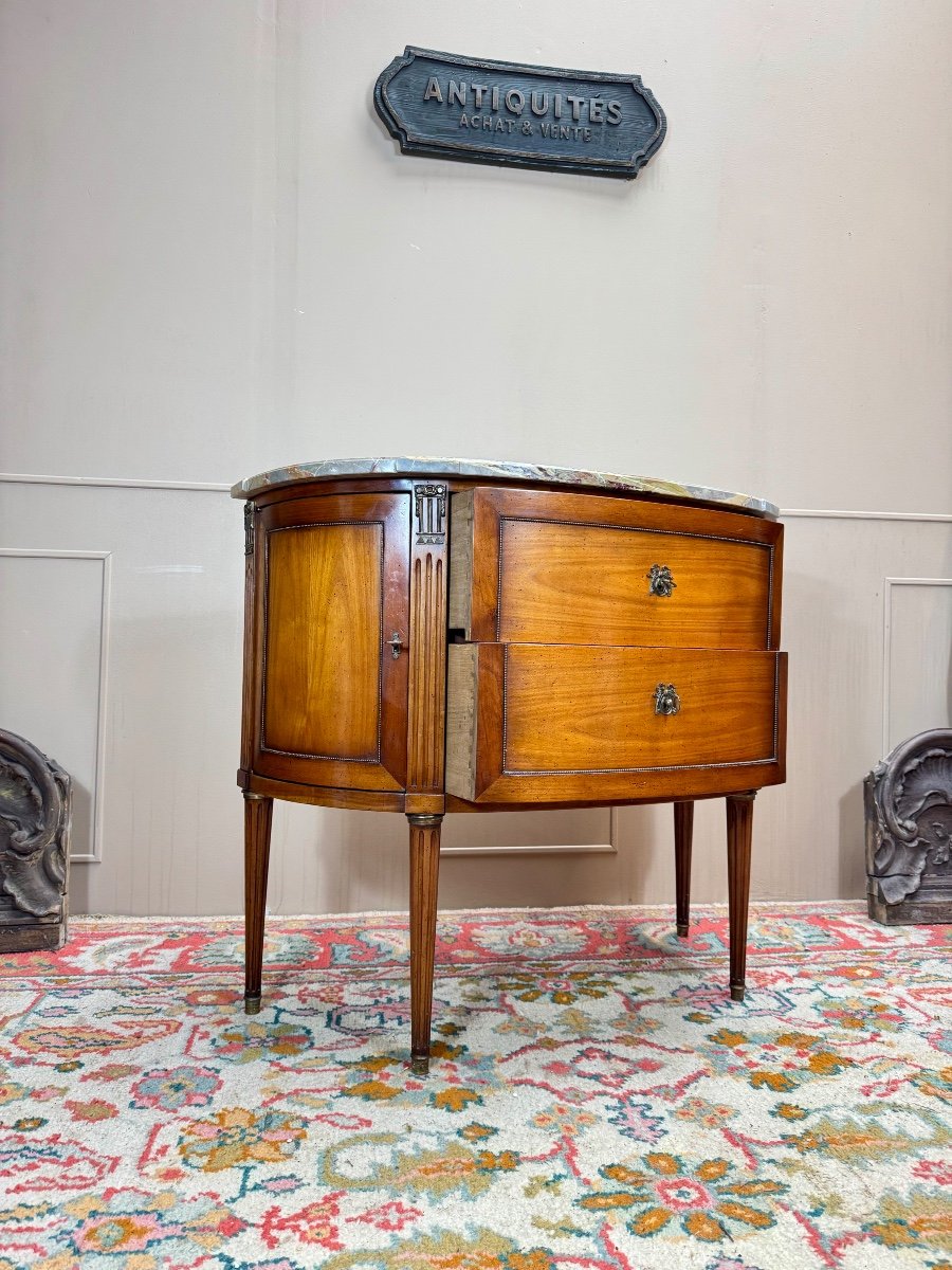 Louis XVI Style Mahogany Half Moon Chest Of Drawers Stamped Mailfert-photo-4