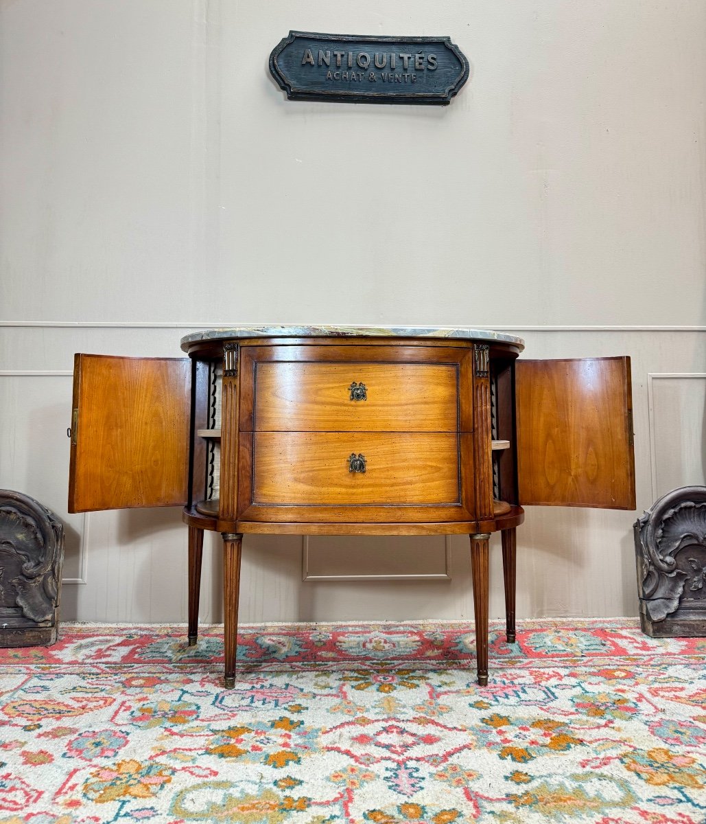 Louis XVI Style Mahogany Half Moon Chest Of Drawers Stamped Mailfert-photo-1