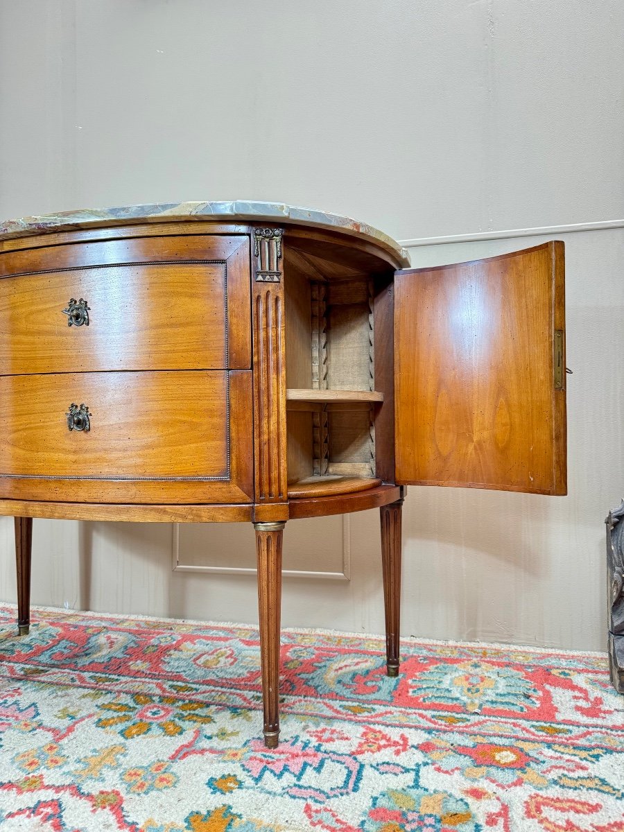 Louis XVI Style Mahogany Half Moon Chest Of Drawers Stamped Mailfert-photo-2