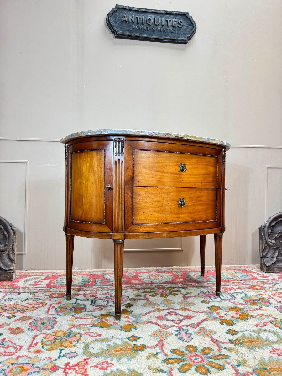 Louis XVI Style Mahogany Half Moon Chest Of Drawers Stamped Mailfert