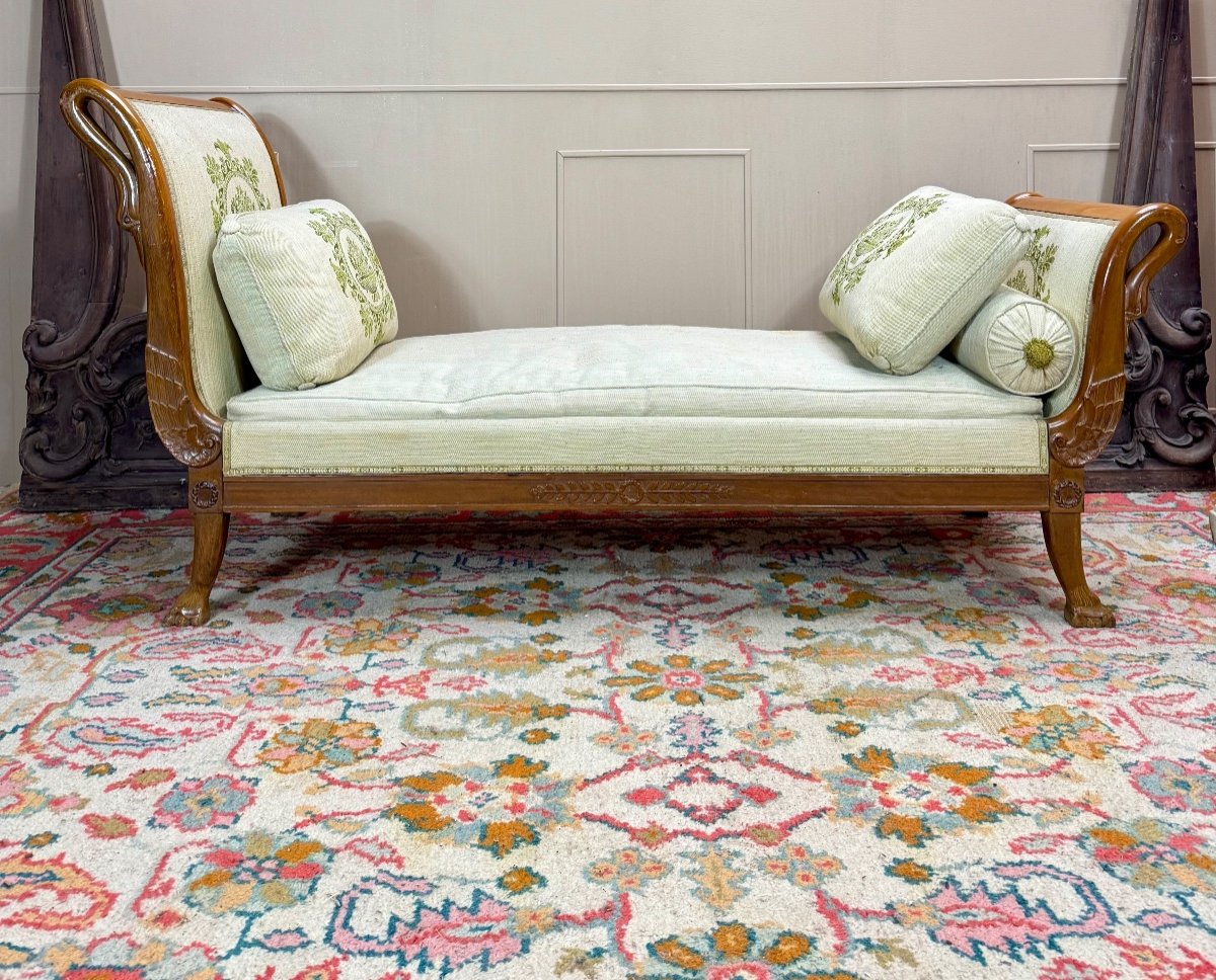 Meridian, Mahogany Daybed With Swan Neck, Empire Period, 19th Century -photo-1