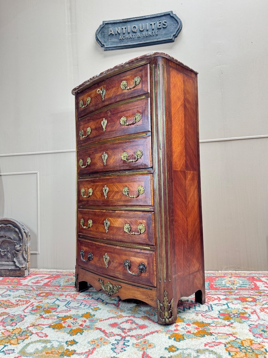 Secretary Simulating A Chiffonnier In Marquetry In The Regency Style, 19th Century -photo-3