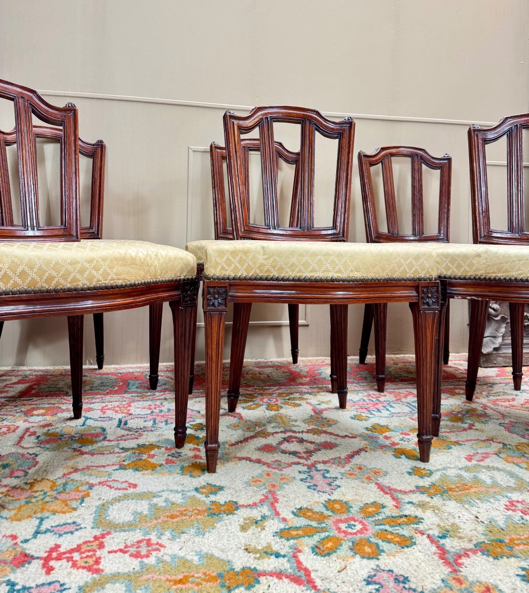 Set Of Six Louis XVI Style Oak Chairs -photo-1