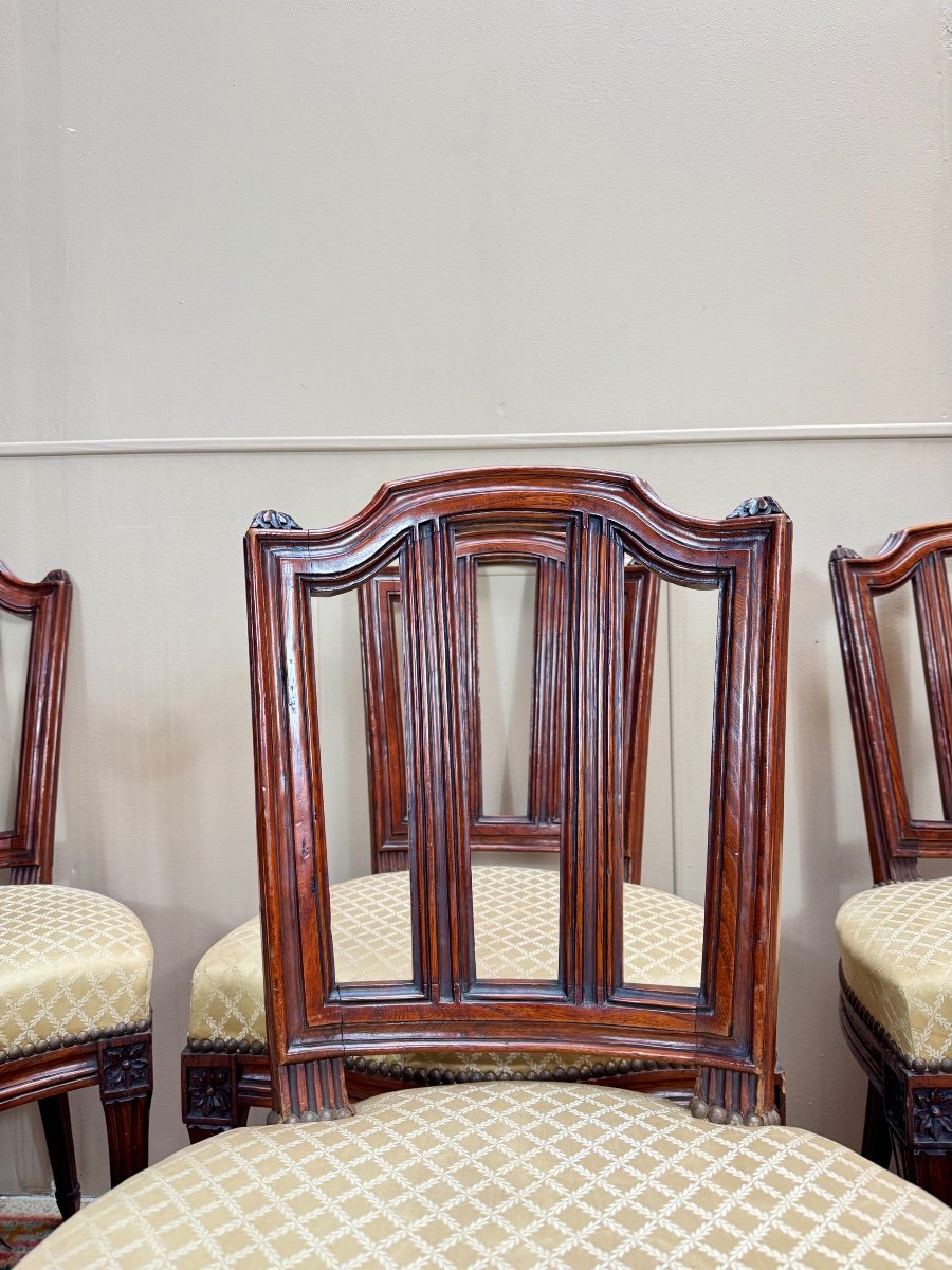 Set Of Six Louis XVI Style Oak Chairs -photo-2