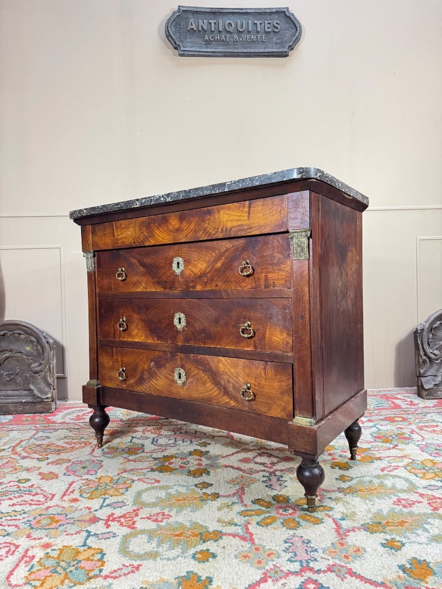 19th Century Restoration Period Flamed Mahogany Chest Of Drawers -photo-4