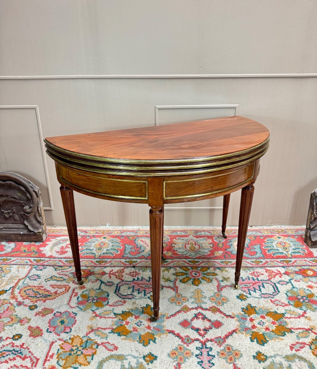 Louis XVI Style Mahogany Half Moon Table, 19th Century 