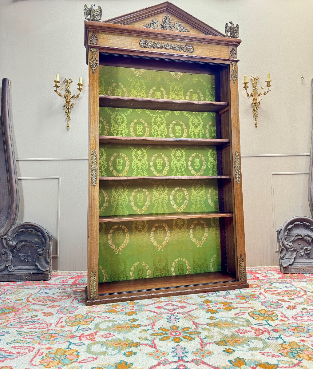 Bookcase, Mahogany Bookcase In Empire Style, 19th Century -photo-3