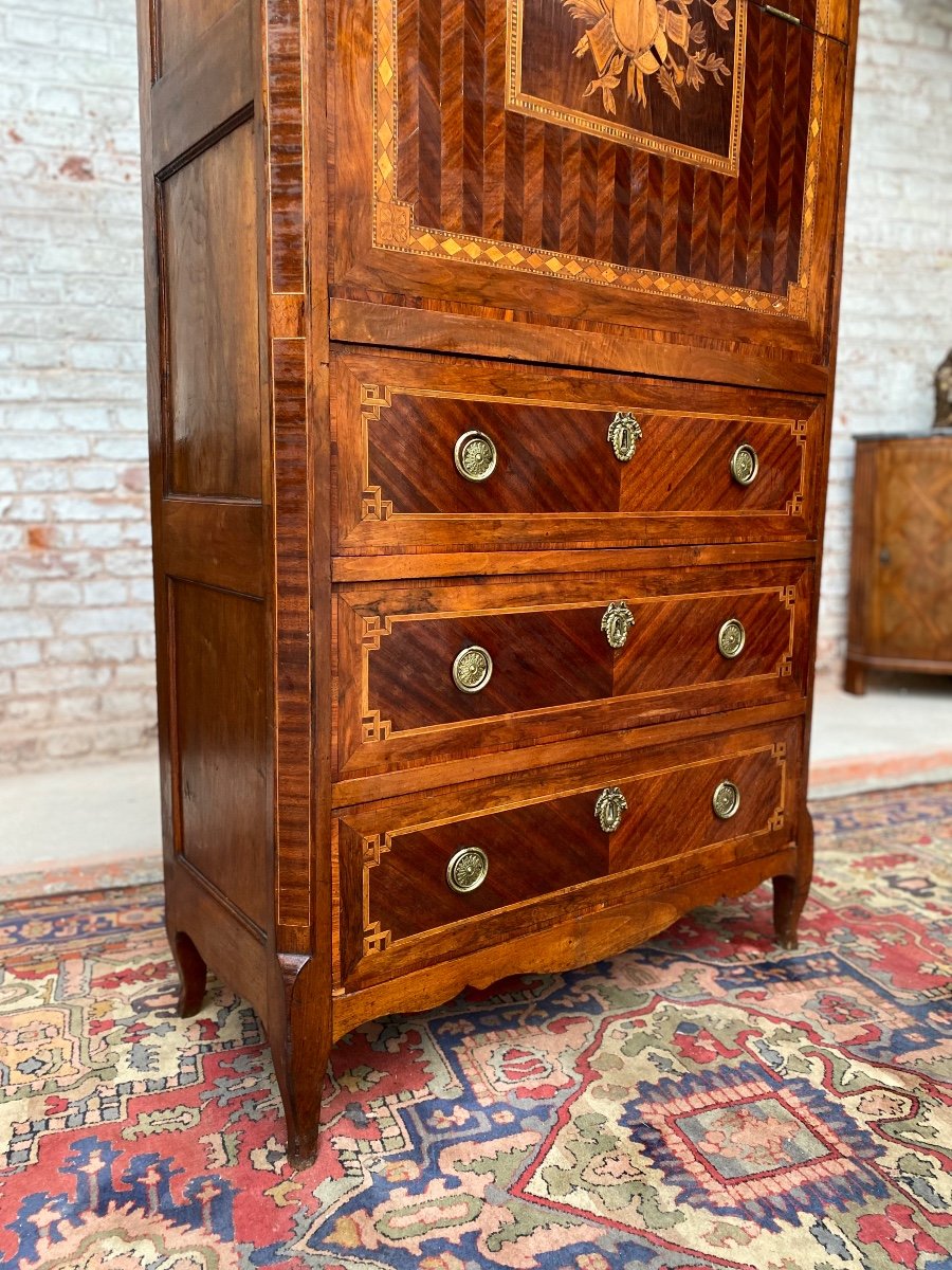 Large Secretary In Veneer And Walnut From Transition Period XVIII Eme Century-photo-3