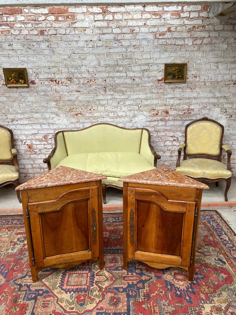 Pair Of Corners In Natural Wood Louis XV Style XIX Eme Century-photo-1