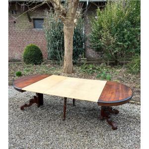 Large Oval Dining Room Table In Mahogany From Restoration Period 19th Century 