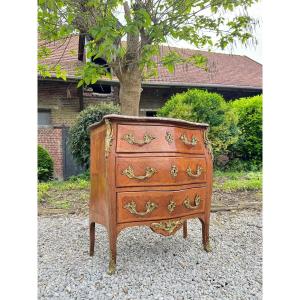 Commode Galbée En Marqueterie De Style Louis XV XIX Eme Siècle 