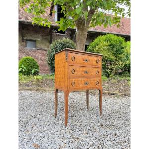 Petite Commode D’entre Deux  Marqueterie De Cubes De Style Transition 