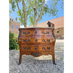 Louis XV Style Commode In Flower Marquetry