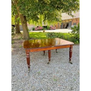 Large Dining Room Table In Solid Mahogany 4.30 Meter From Louis Philippe Period 