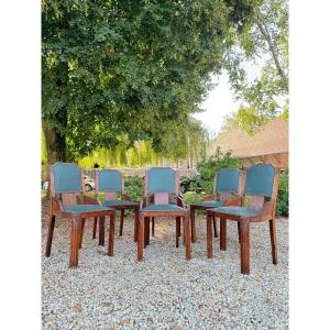 Set Of Six Art Deco Mahogany Chairs 