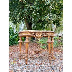 Gilded Wood Console From The Napoleon III Period, 19th Century 