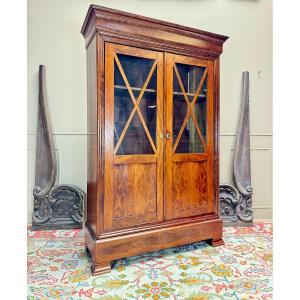 Louis Philippe Period Flamed Mahogany Bookcase, 19th Century 