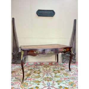 Louis XV Period 18th Century Double-sided Mahogany And Rosewood Flat Desk 