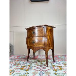 Commode Sauteuse Galbée En Marqueterie D’époque Louis XV XVIII Eme Siècle 