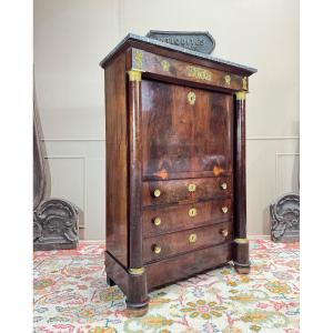 Mahogany Feather Secretary From The Empire Period, 19th Century 