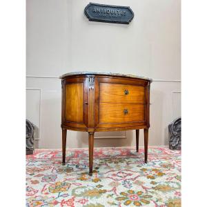 Louis XVI Style Mahogany Half Moon Chest Of Drawers Stamped Mailfert