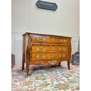 Commode En Marqueterie De Cubes  De Style Louis XV XIX Eme Siècle 